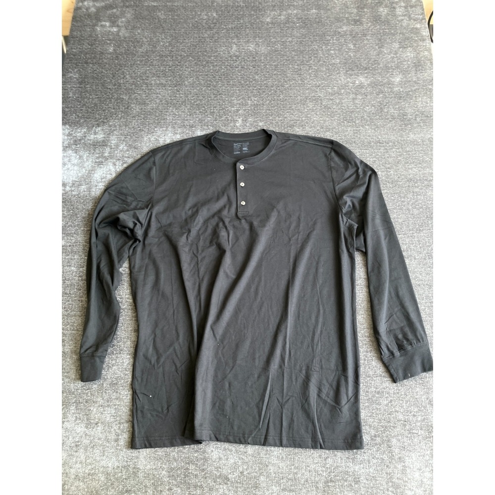 Fresh Clean Threads T-Shirt Mens 3XL Tall Black Knit Cotton Casual Henley Neck